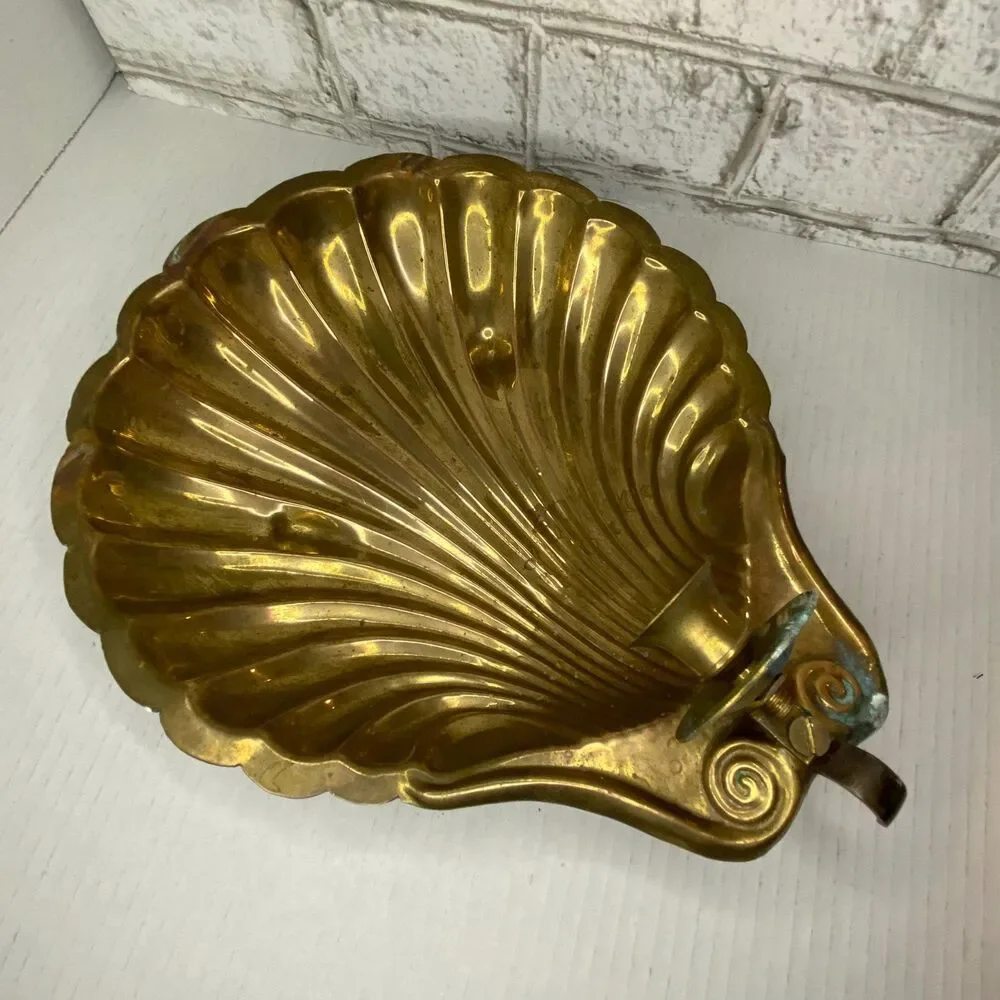 Vintage Brass Shell Sconce Candleholder